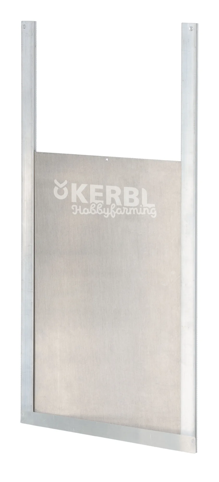 Aluminium-Hühnerschiebetür mit Kerbl-Logo, freigestellt