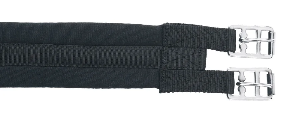 Schwarzer Kerbl Baumwoll-Sattelgurt 100 cm mit Edelstahl-Rollschnallen