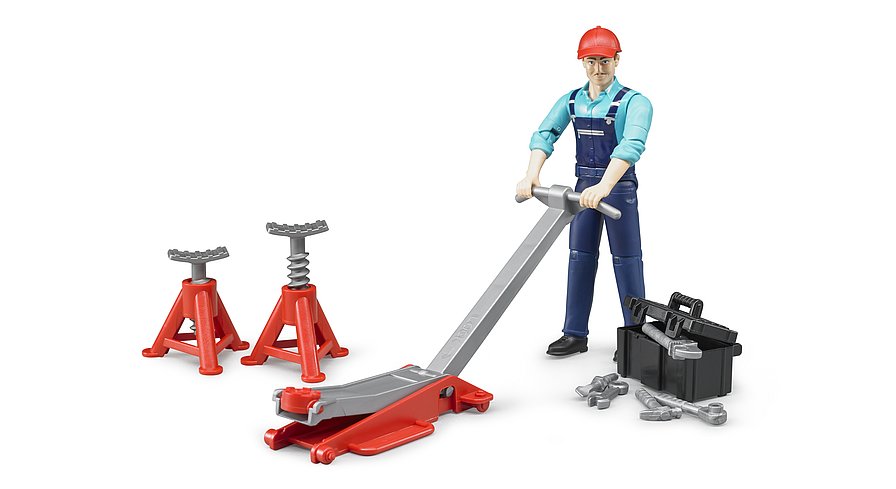 BRUDER Werkstatt-Set mit Mechaniker und Zubehör – Realistisches Spielzeug für Kinder ab 4 Jahren BRUDER Werkstatt-Set mit Mechaniker und Zubehör – Realistisches Spielzeug für Kinder ab 4 Jahren