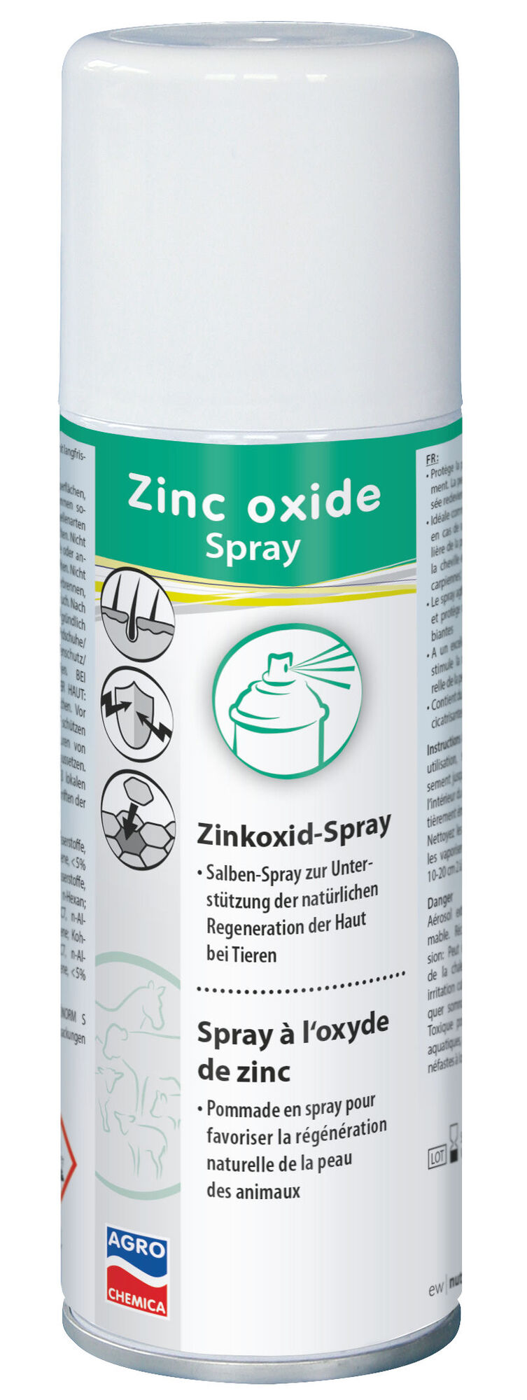 Zinkoxid Salbenspray von Kerbl, 200 ml, zur Hautpflege bei Tieren, schützt vor Austrocknung und stärkt die Hautregeneration.