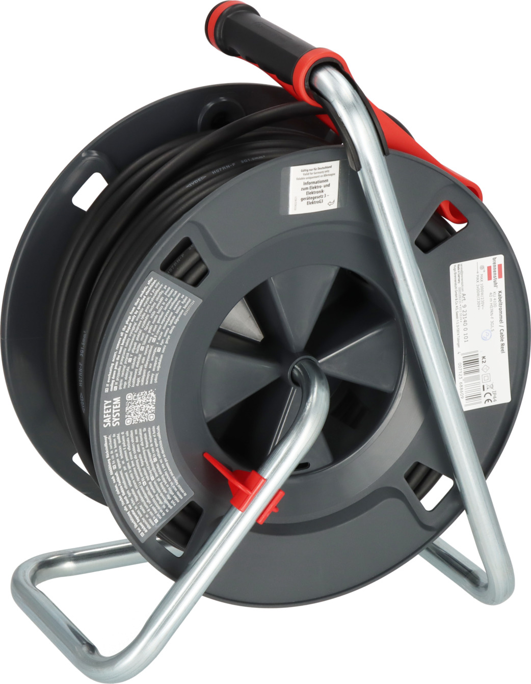 Brennenstuhl Professional Kabeltrommel 300 KU 4100 – 40 m H07RN-F 3G1,5, IP44, 5× Schuko
