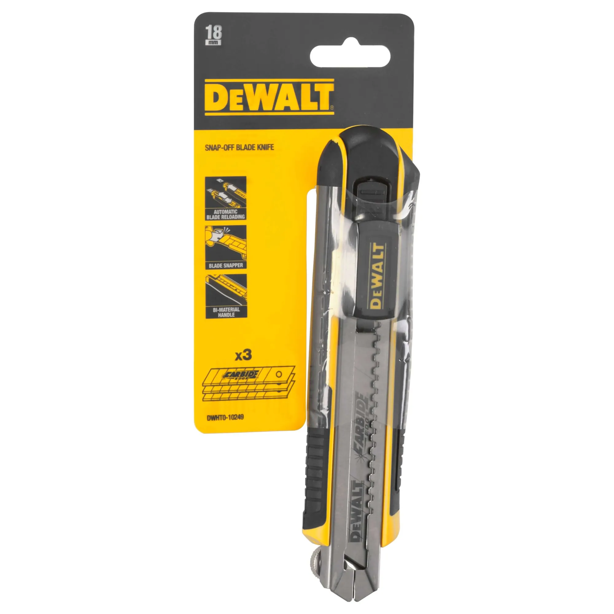 DeWalt DWHT0-10249 18-mm-Abbrechmesser, Verpackung mit Carbide-Klinge