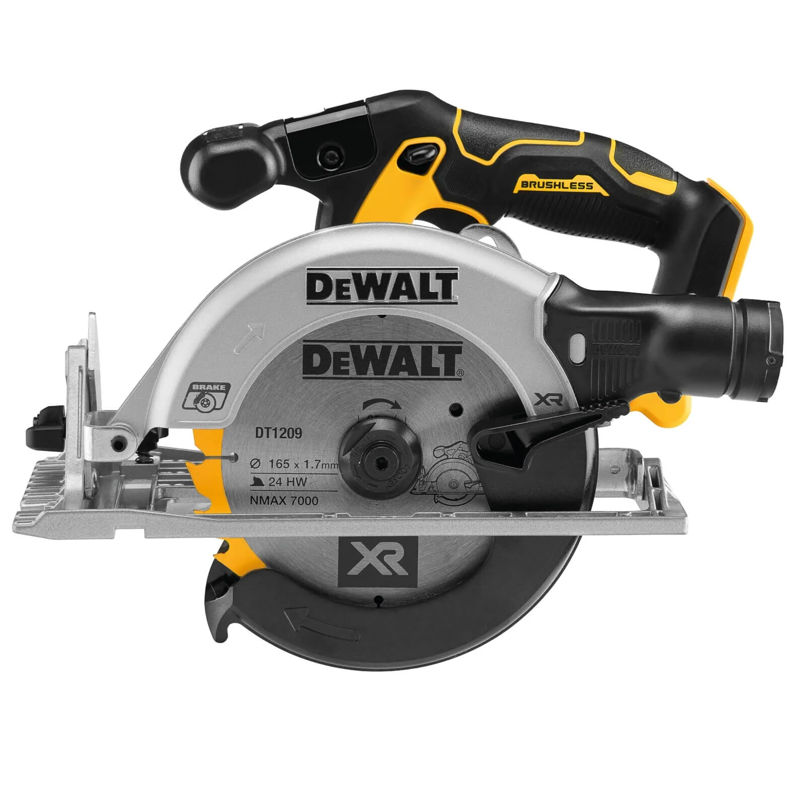 DeWalt DCS565NT 18V XR Akku-Handkreissäge 165 mm, Produktansicht freigestellt