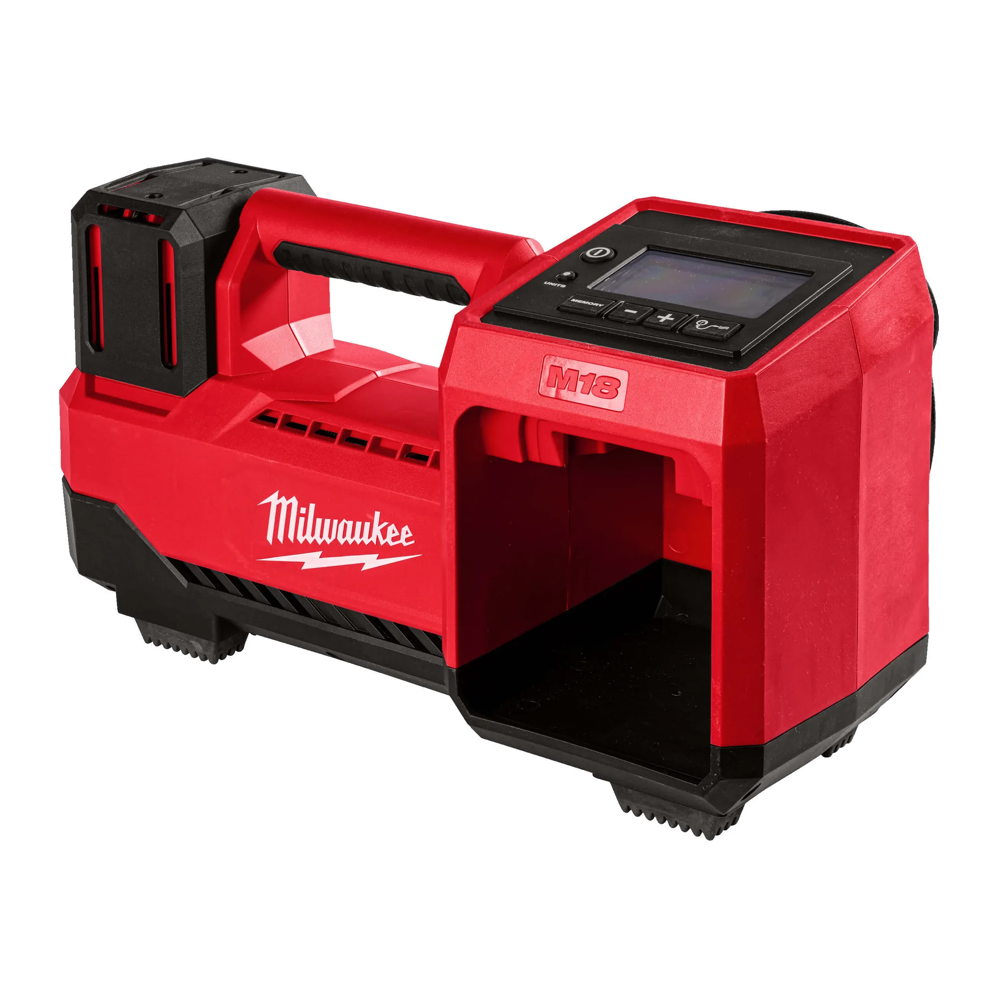 Milwaukee M18 BI-0 Akku-Kompressor in Rot-Schwarz mit Digitalanzeige