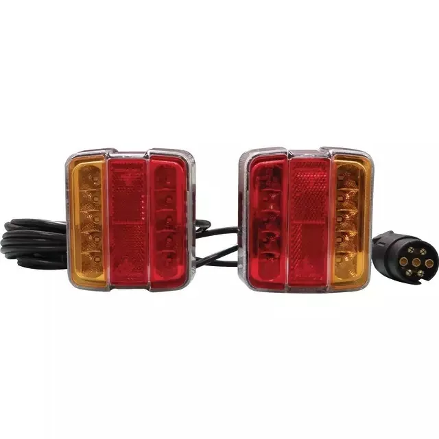 Fournial LED-Rückleuchten-Paar für Anhänger in Rot-Gelb mit Kabel und 7-poligem Stecker