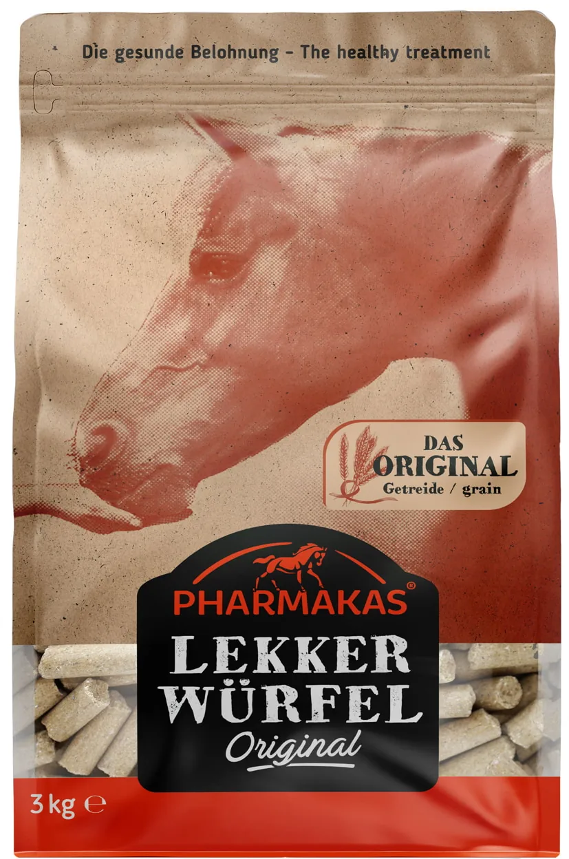 Pharmakas Lekker Würfel Pferdesnack im Beutel mit Pferdemotiv, 3 kg