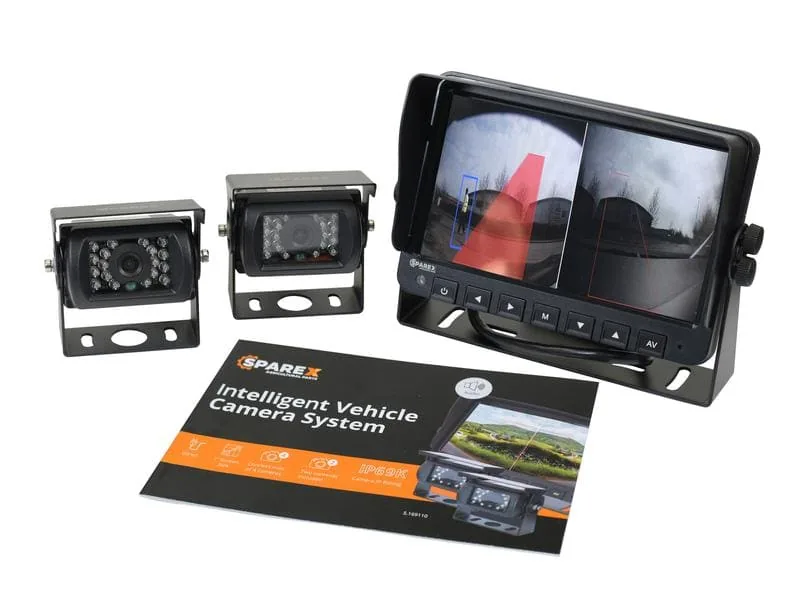 Sparex 7-Zoll-HD-Kamera-System mit zwei Kameras und Monitor mit Gefahrenerkennung für Maschinen