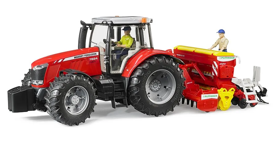 Landwirtschafts-Einsatz: Massey Ferguson Traktor zieht eine Sämaschine (separat erhältlich)