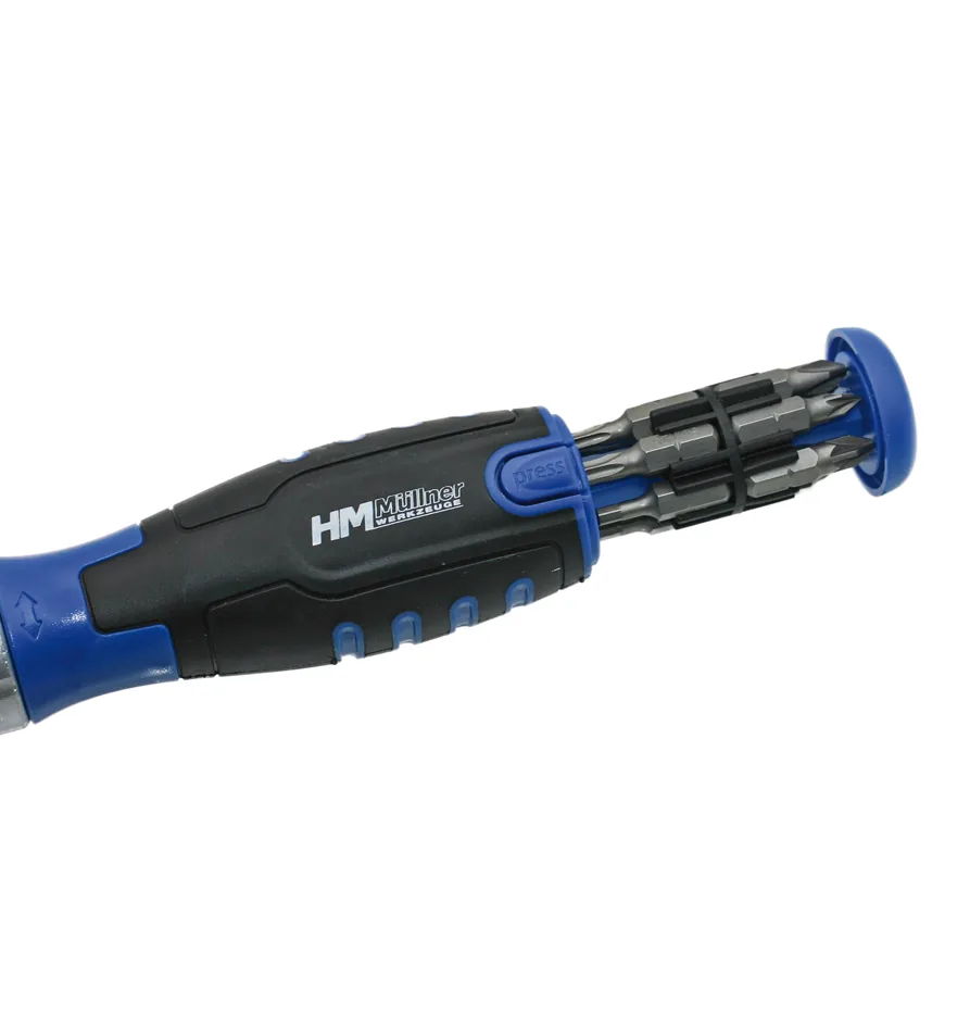 HM Müllner Magazinschraubendreher 2670 mit blau-schwarzem Griff und Bit-Magazin