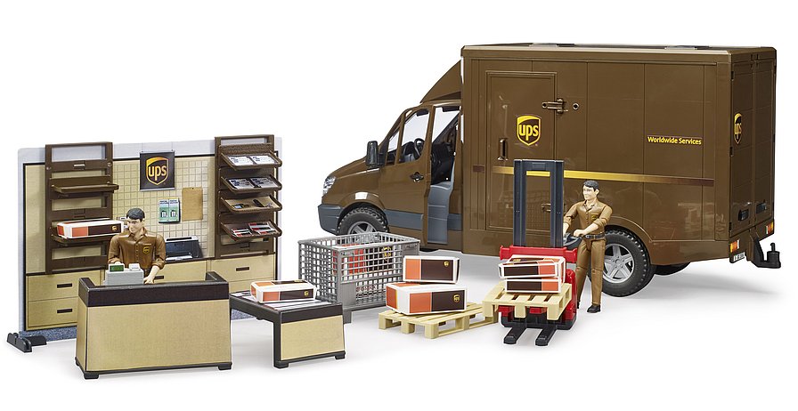 BRUDER UPS Paketshop Set 62250 mit UPS Lieferwagen (optional)
