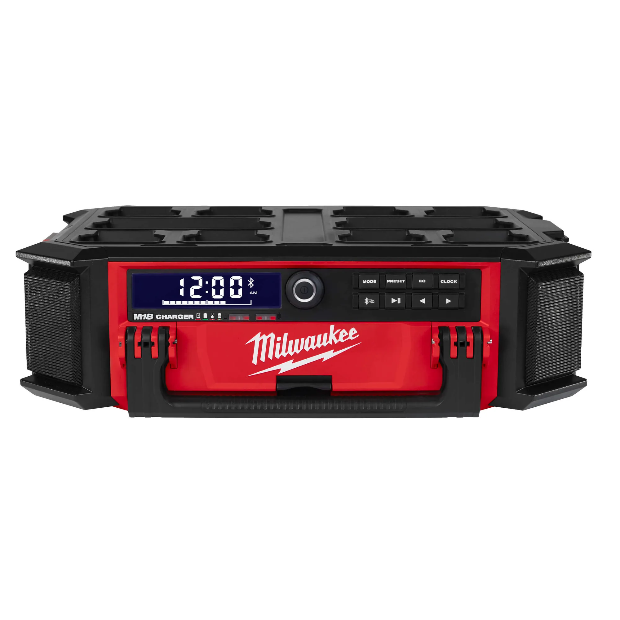 Milwaukee PackOut Akku-Baustellenradio M18 PRCDAB in Rot-Schwarz mit Display