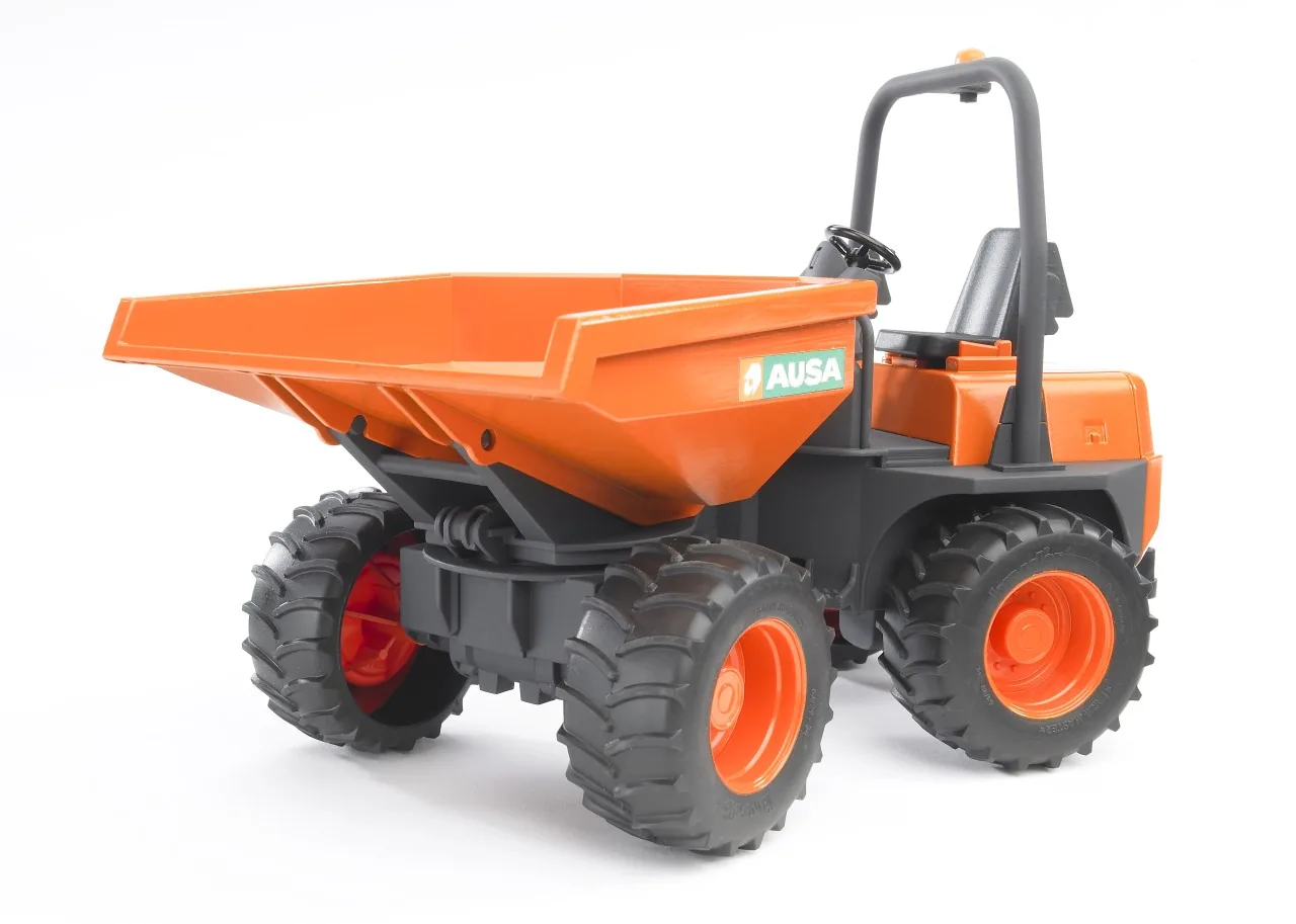 Bruder 02449 AUSA Minidumper in Orange mit Dreh-Kippmulde und Stollenreifen, 1:16