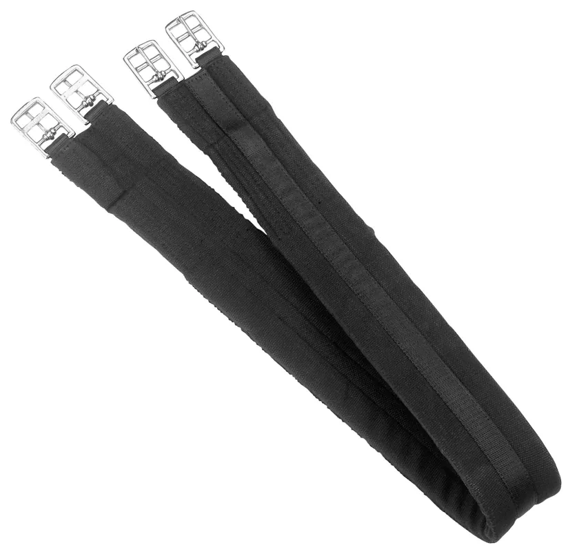 Kerbl Baumwoll-Sattelgurt in Schwarz, gepolstert mit Rollschnallen, 100 cm