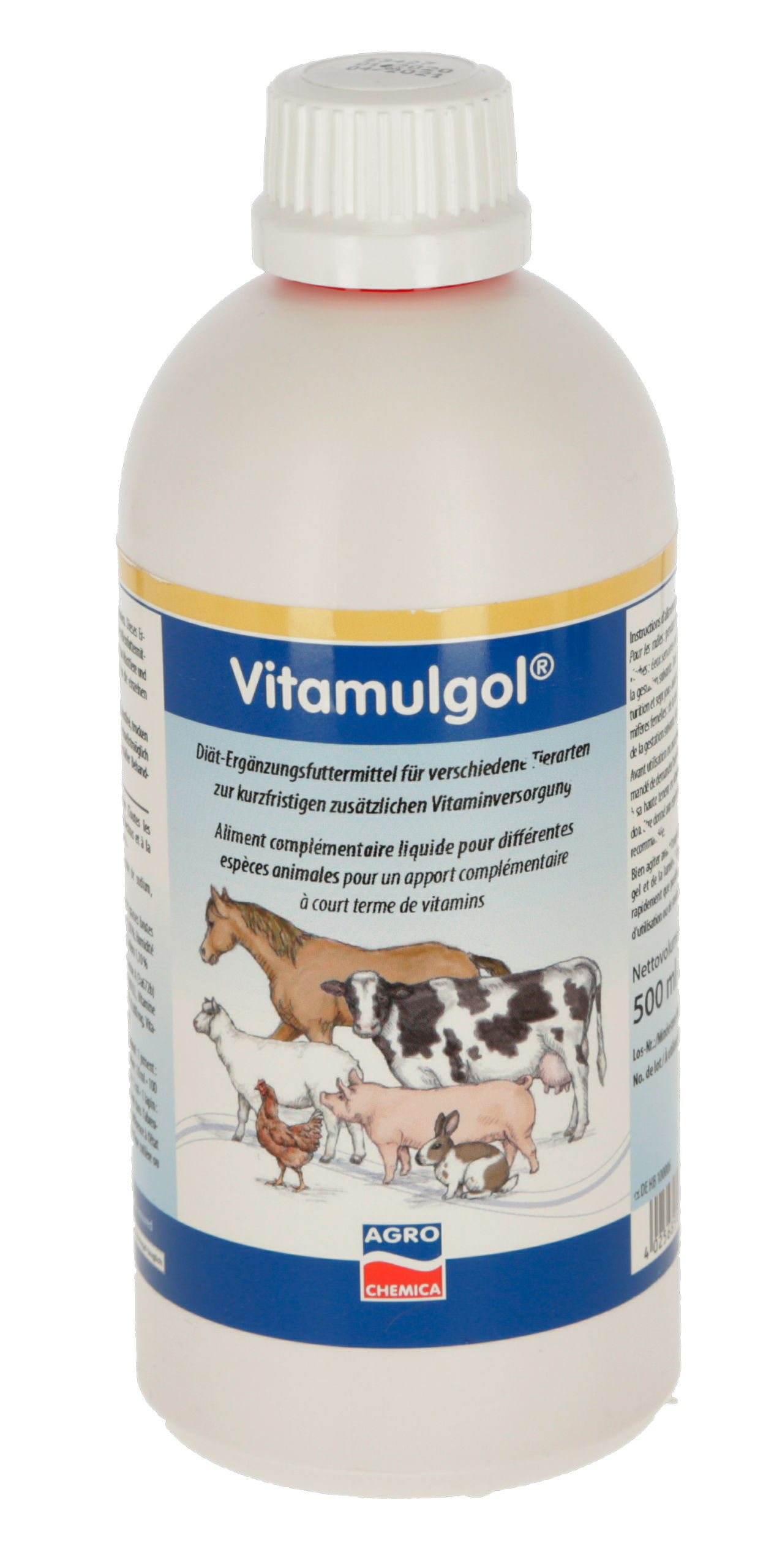 Vitamulgol Liquid 500ml - Flüssiges Ergänzungsfuttermittel von Kerbl für kurzfristige Vitaminergänzung bei erhöhten Leistungsanforderungen. Ideal für Pferde, Rinder und Schafe zur Unterstützung bei Futterwechsel, Umstallung oder nach Krankheiten.