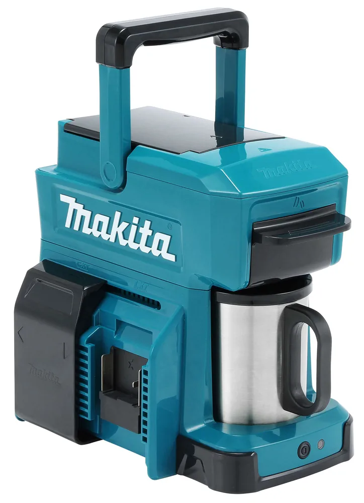 Makita Akku-Kaffeemaschine DCM501Z in Türkis mit Edelstahlbecher