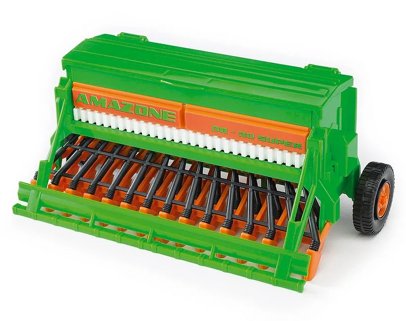 Bruder Amazone D9-30 Super Sämaschine in Grün-Orange, landwirtschaftliches Anbaugerät, Spielzeug 1:16