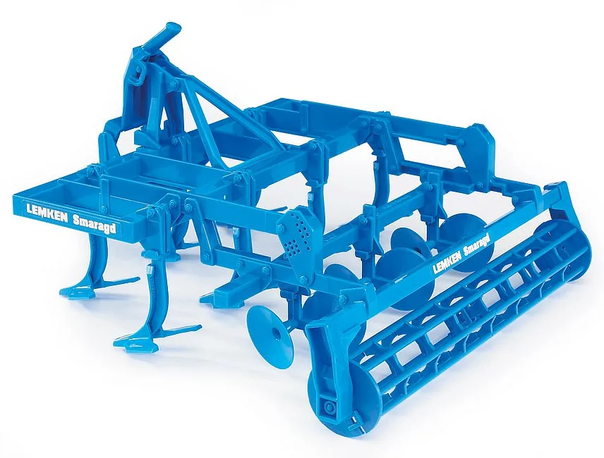 Bruder Lemken Smaragd Grubber in Blau mit Packerwalze, landwirtschaftliches Anbaugerät 1:16