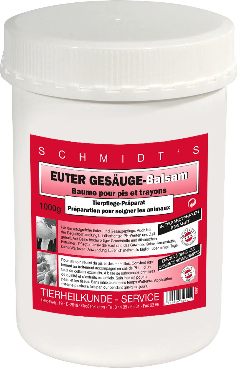 Schmidt's Euter-Gesäuge-Balsam im weißen Tiegel mit rotem Etikett, 1 kg
