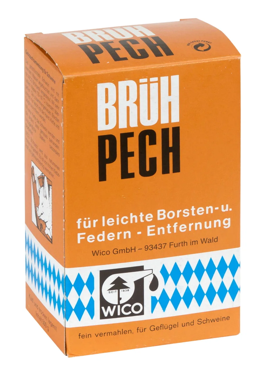 WICO Brühpech in der orangefarbenen 500-g-Packung zur Federn- und Borstenentfernung