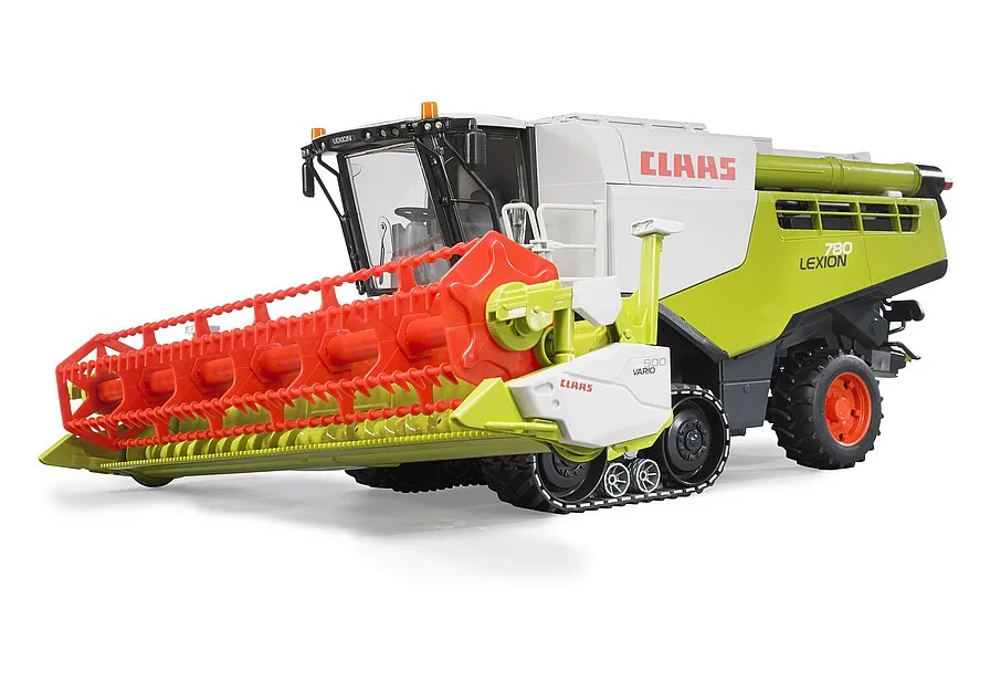 Detailansicht des höhenverstellbaren Schneidwerks und der Haspel am Bruder Claas Lexion