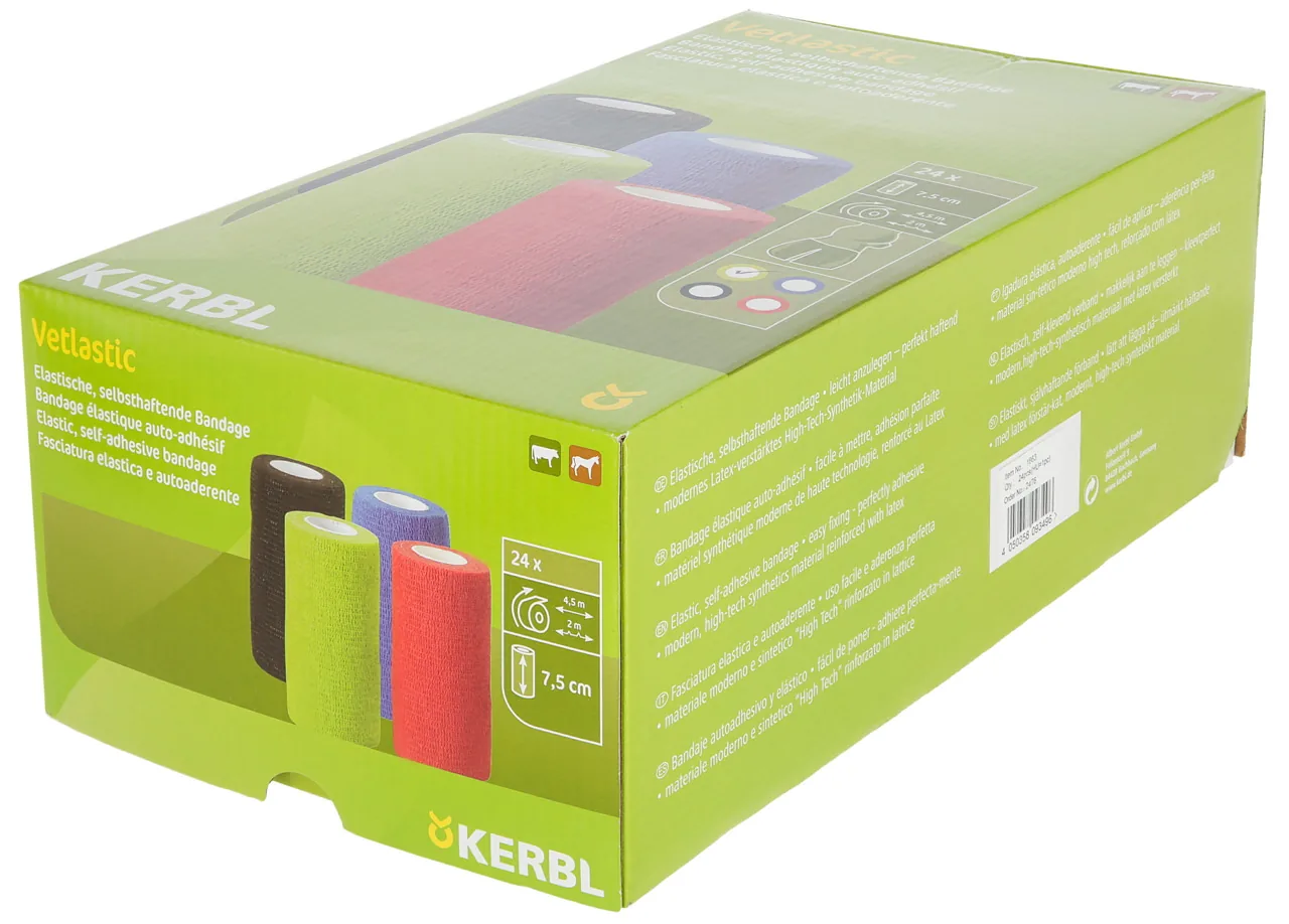 Grüne Verkaufsverpackung der Kerbl Vetlastic selbsthaftenden Bandage