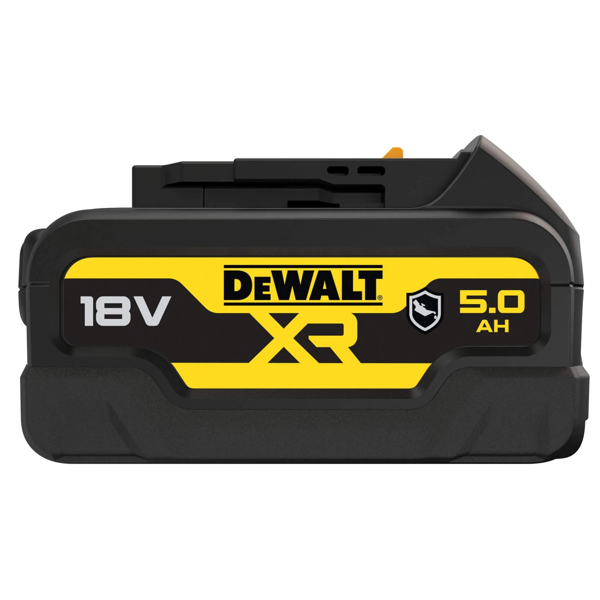 DeWalt DCB184 18V 5,0 Ah XR Akku, andere Seitenansicht freigestellt