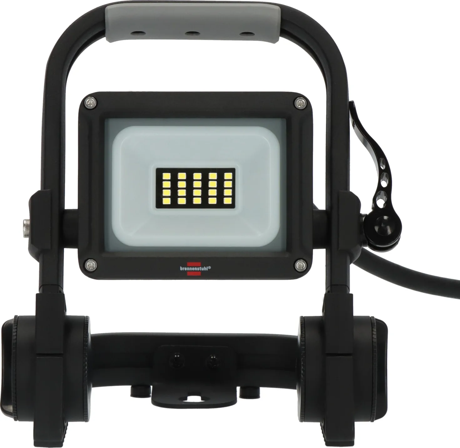 Brennenstuhl LED Baustrahler JARO 1060 M (10W), Frontansicht mit LED-Panel und Tragebügel