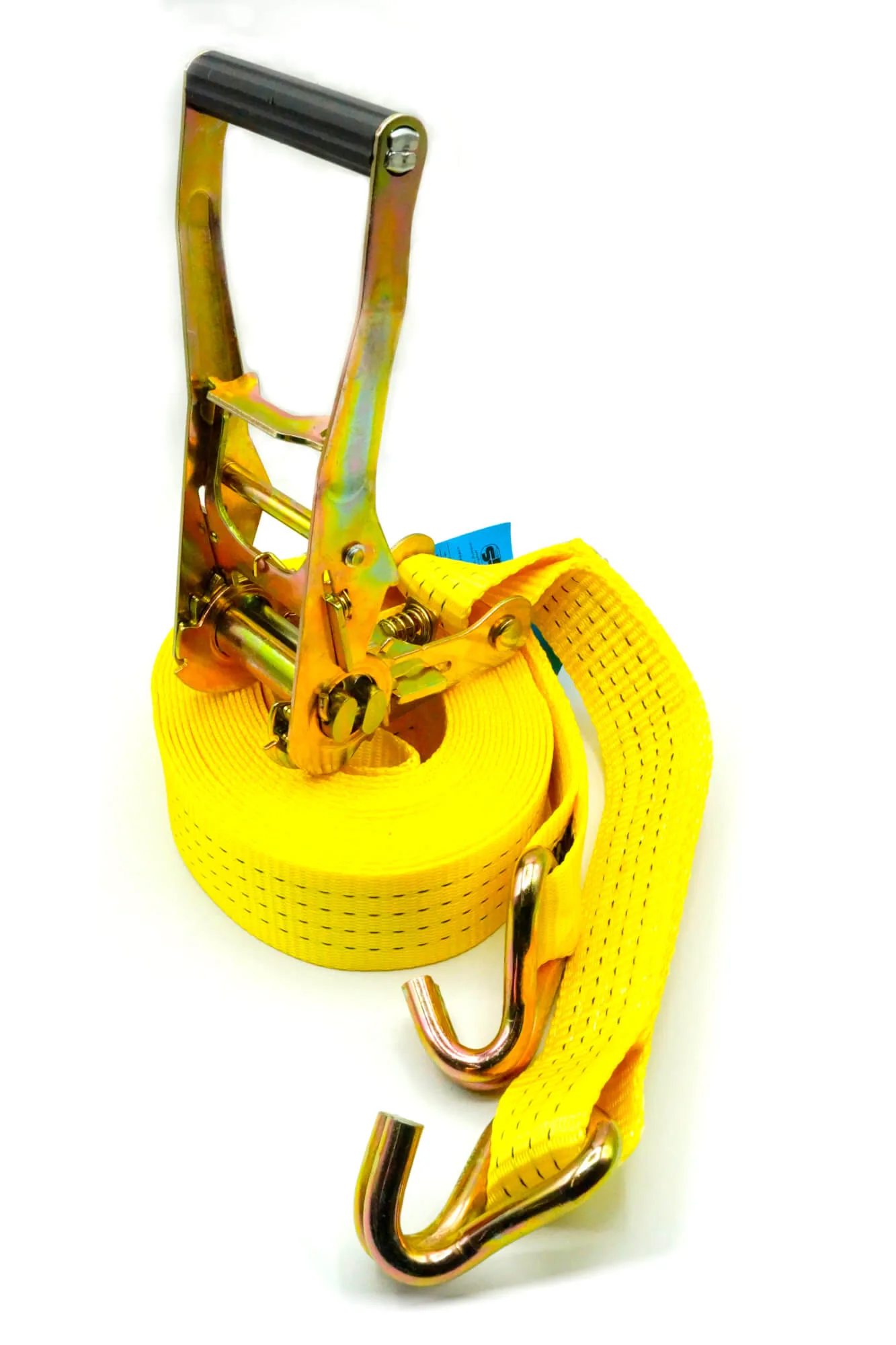 Faltner Ratschenzurrgurt 8 m x 50 mm in Gelb mit Ratsche und Spitzhaken