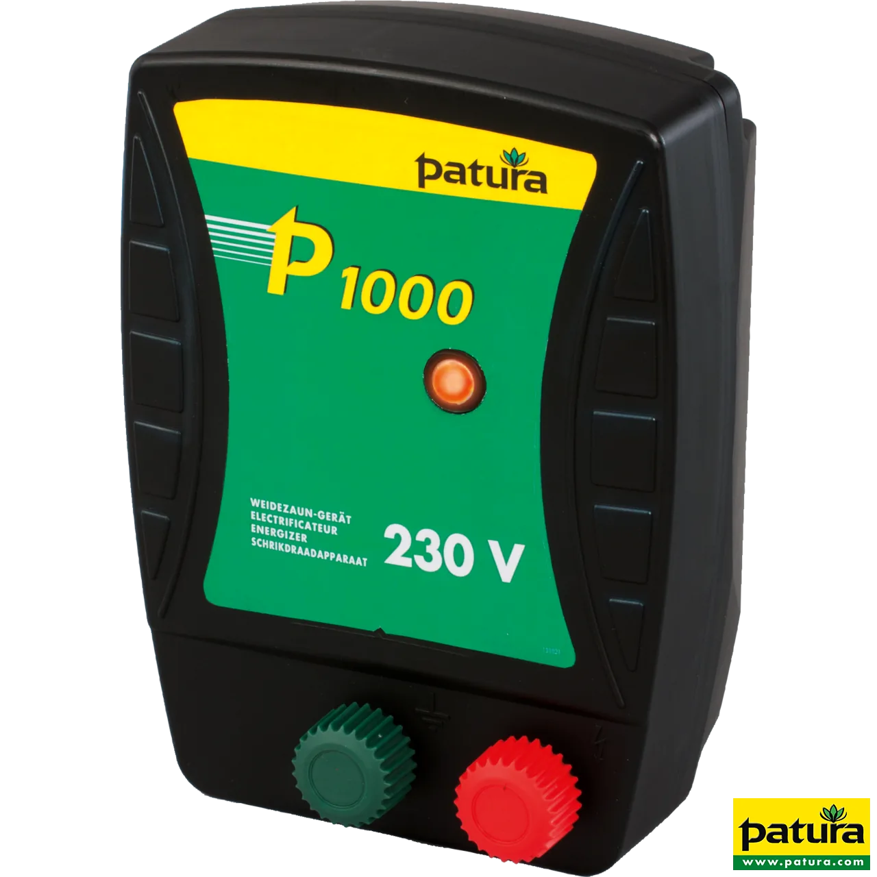 Patura P1000 Weidezaungerät für 230 V in Grün-Schwarz, ideal für kurze Zäune