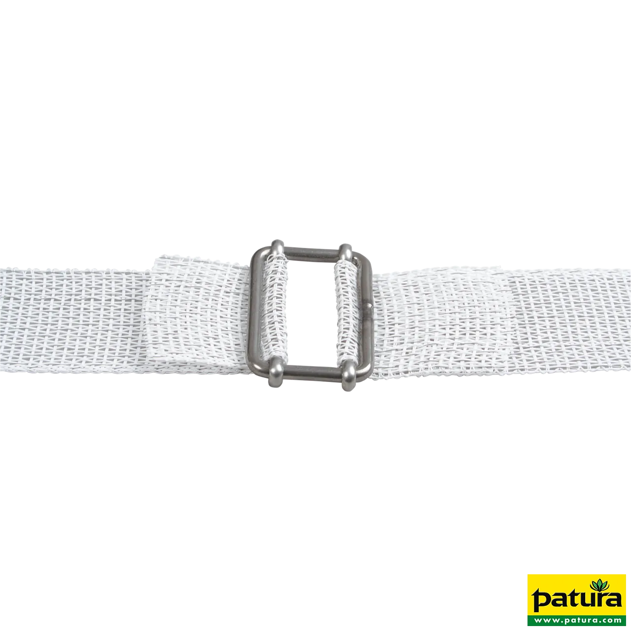 Patura Edelstahl-Bandverbinder 12,5 mm an einem weißen Breitband
