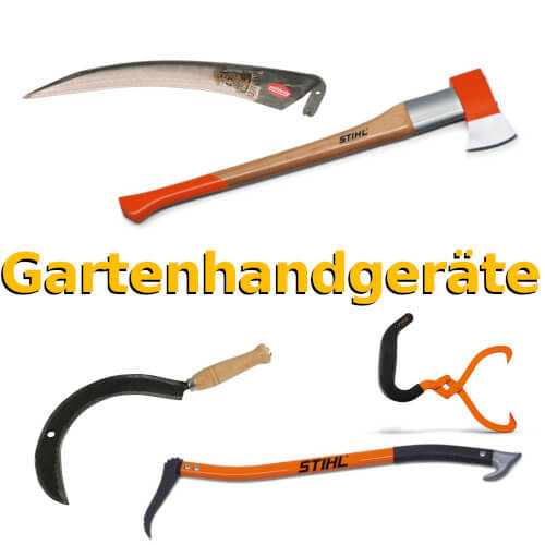 Hochwertige Gartenhandgeräte von STIHL: Äxte, Sensen, Sicheln und Sappies für die professionelle Garten- und Waldarbeit.