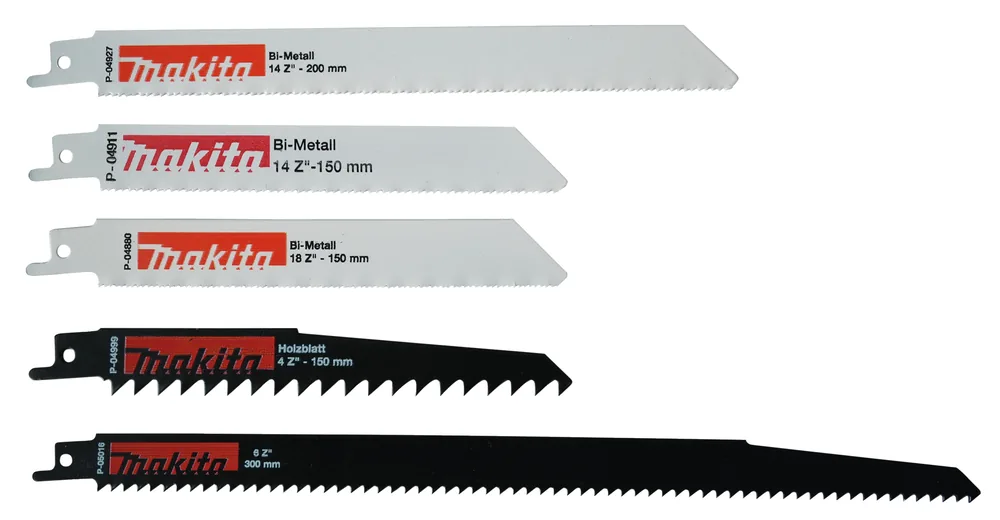 Makita Reciprosägeblatt-Set mit fünf Säbelsägeblättern aus Bi-Metall für Holz und Metall