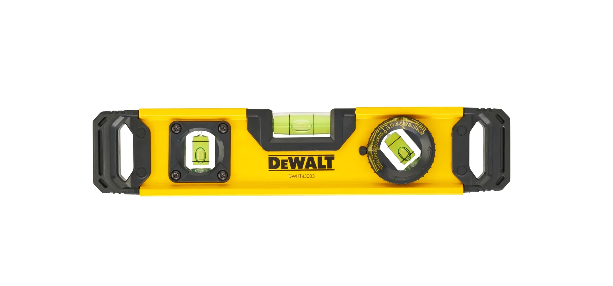DeWalt DWHT0-43003 Torpedo-Wasserwaage 250 mm in Gelb-Schwarz mit drei Libellen