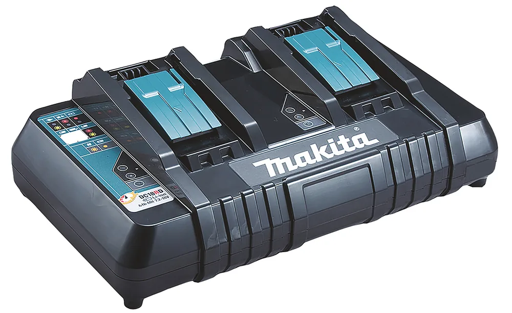 Makita Doppel-Schnellladegerät DC18RD in Schwarz-Türkis für LXT-Akkus