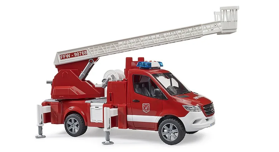 Bruder Mercedes-Benz Sprinter Feuerwehr in Rot-Weiß mit Drehleiter und Pumpe, Spielzeug 1:16