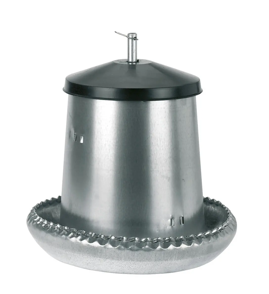 Kerbl Futterautomat aus verzinktem Stahl mit Futterring für Küken, 5 kg