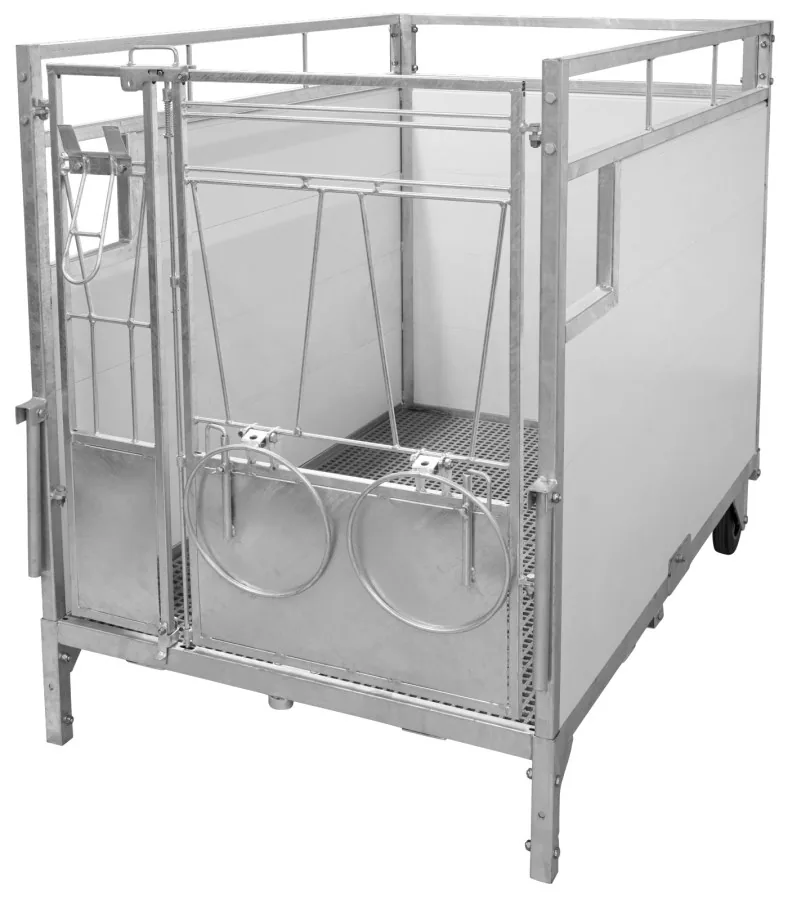 Kerbl Kälberbox Premium mit schwenkbarem Boden, verzinkt, Produktansicht freigestellt