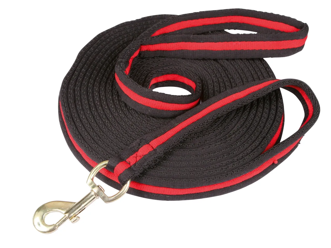 Kerbl Longierleine 8 m in Schwarz-Rot mit Drehkarabiner und Handschlaufe