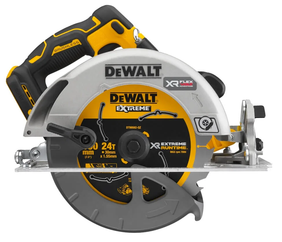 DeWalt DCS573NT 18V XR Akku-Handkreissäge 190 mm mit FLEXVOLT Advantage, freigestellt
