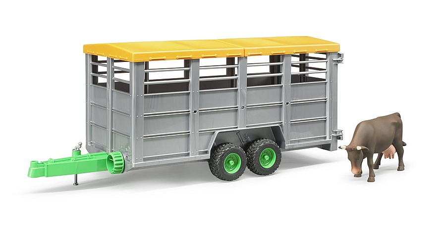 BRUDER Viehanhänger mit Kuh – Robustes Tiertransporter-Spielzeug für Kinder ab 3 Jahren BRUDER Viehanhänger mit Kuh – Robustes Tiertransporter-Spielzeug für Kinder ab 3 Jahren