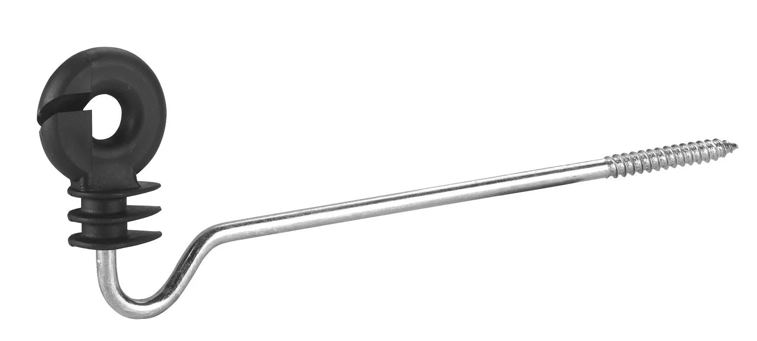 Kerbl Langstiel-Ringisolator 22 cm aus schwarzem Kunststoff mit Schraubstiel