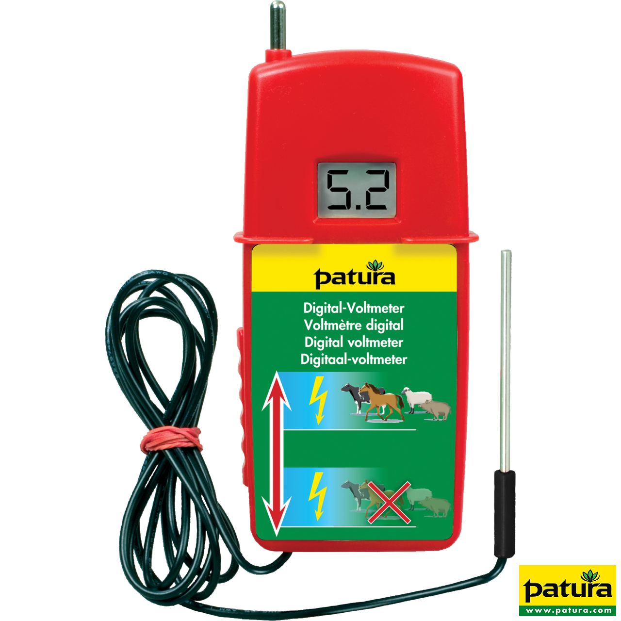 Patura 150302 Digital Voltmeter mit Belastungswiderstand für Elektrozäune