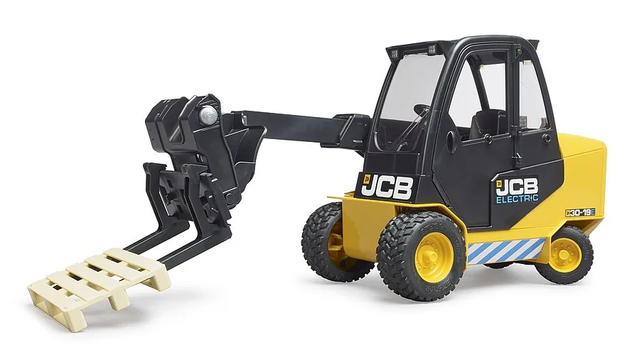 Reichweiten-Test: Voll ausgefahrener und geneigter Teleskoparm des JCB Logistik-Fahrzeugs
