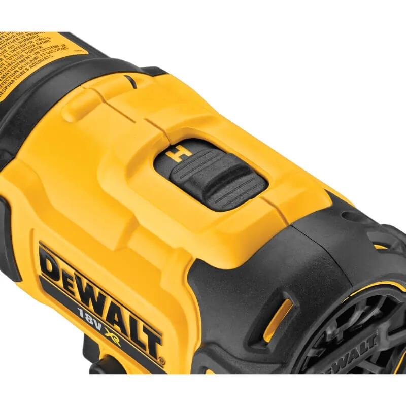 DeWalt DCE530N Akku-Heißluftpistole, Detail von Heizelement und Lüftungsschlitzen