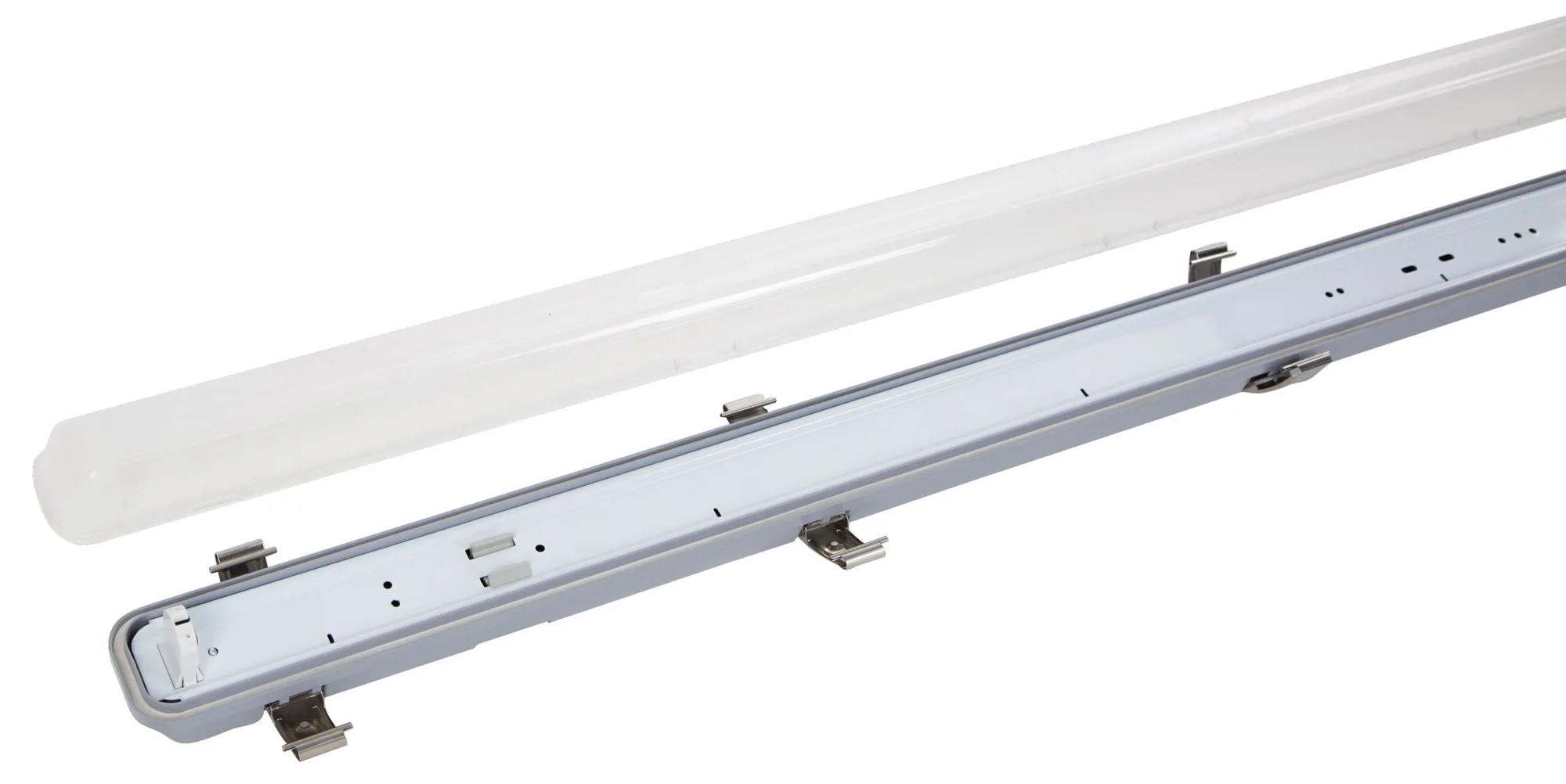 Feuchtraum-Wannenleuchte für T8-LED-Röhren, freigestellt
