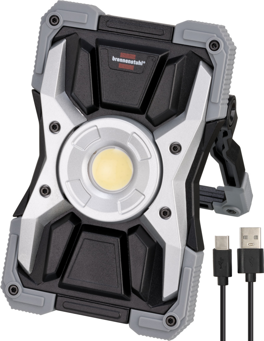 Brennenstuhl Akku LED Arbeitsstrahler RUFUS 1500lm | IP65 & Powerbank | Werkstatt Baustrahler