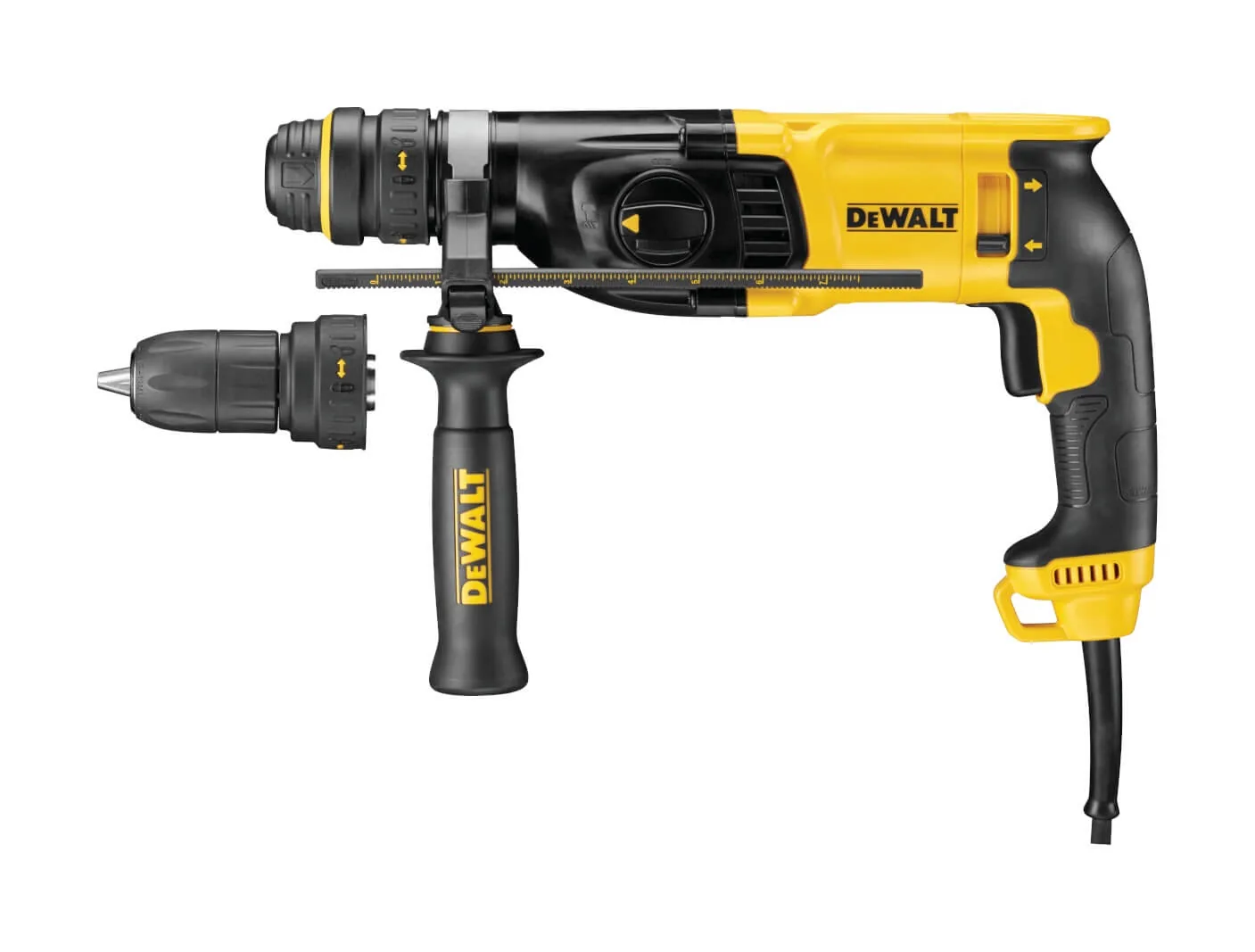DeWalt D25134K SDS-Plus Kombihammer 800 W mit Wechselbohrfutter und Zusatzhandgriff