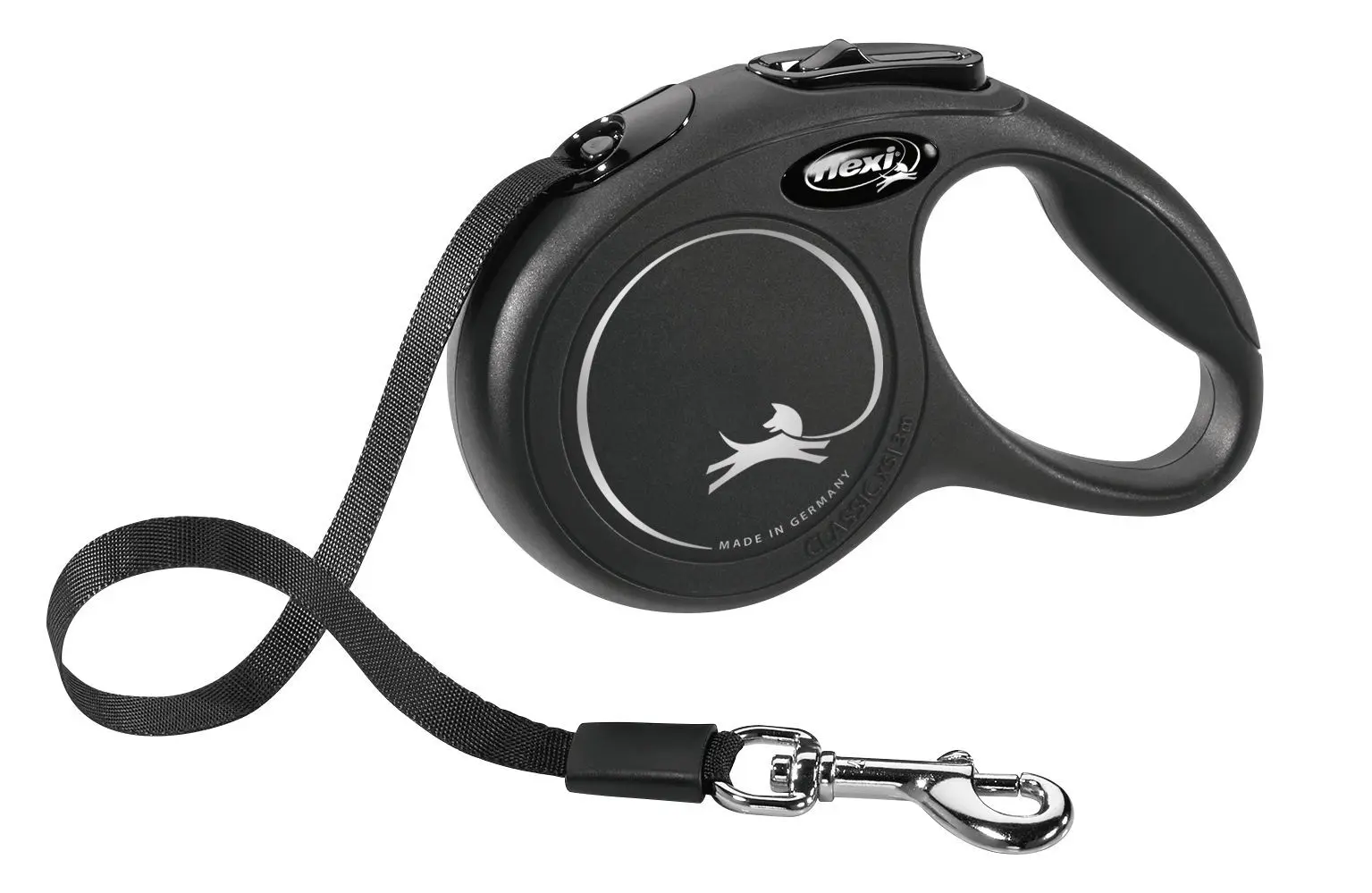 Kerbl Flexi New Classic Roll-Leine mit schwarzem Gehäuse und Gurtband, 3 m