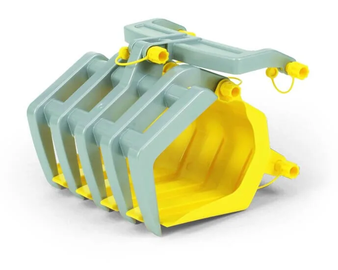Rolly Toys rollyTimber Loader in Grau-Gelb, anbaubarer Frontlader für Kinder-Traktoren