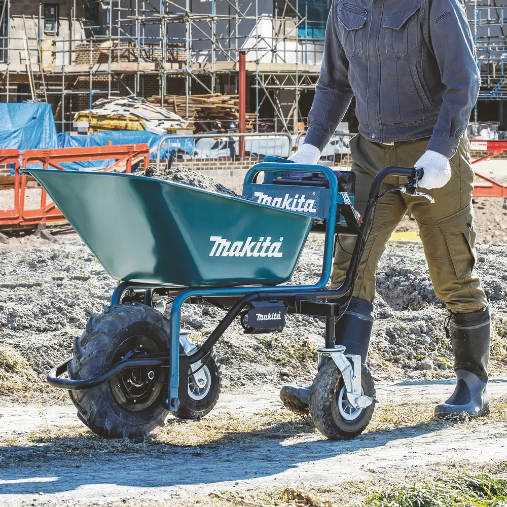Makita DCU180Z Akku-Schubkarre für Lastentransport in Baustelle und Garten